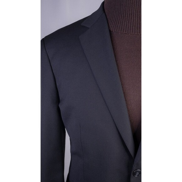 Pronto Uomo Mens 2-Buttn  Black Blazer Wool Sport Coat Suit Jacket 44R - Picture 5 of 13
